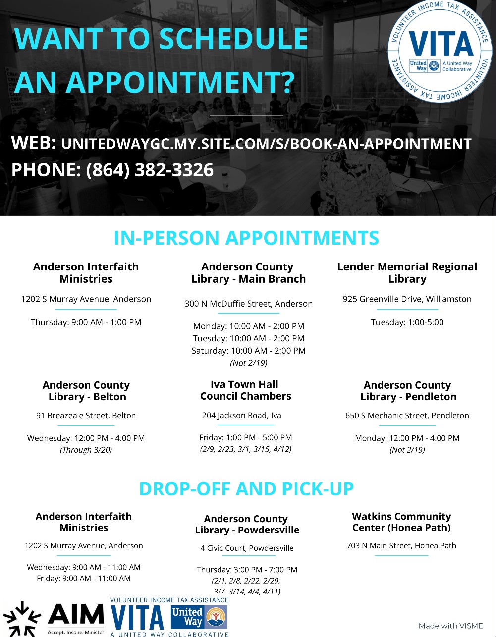 Volunteer Income Tax Assistance | United Way of Anderson County